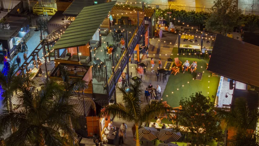 aerial view of Bay Street Yard, bar in Fort Myers