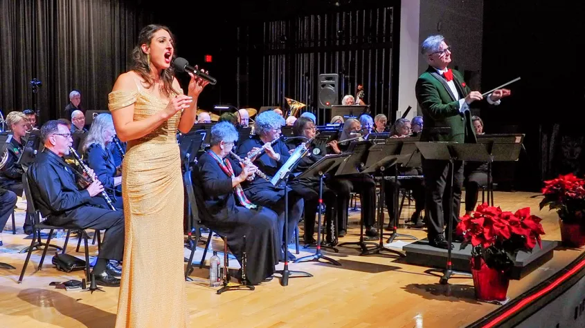 Danielle Avicolli leading a Christmas Sing-Along