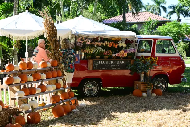 fall flowers and vendor truck
