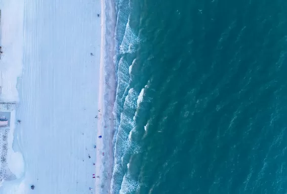 Aerial shot of beach