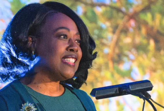 Pamela Johnson speaks at the annual VCB event